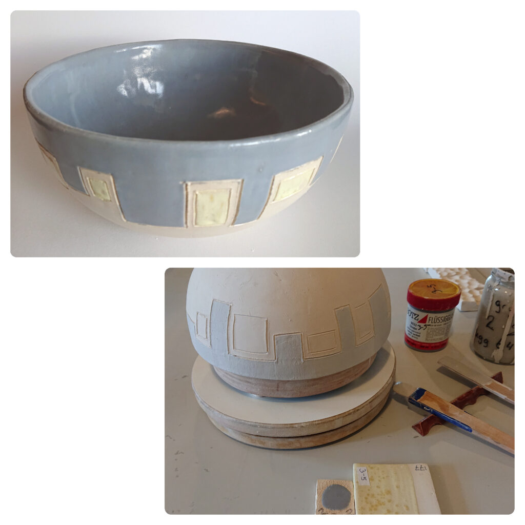 Grey yellow bowl